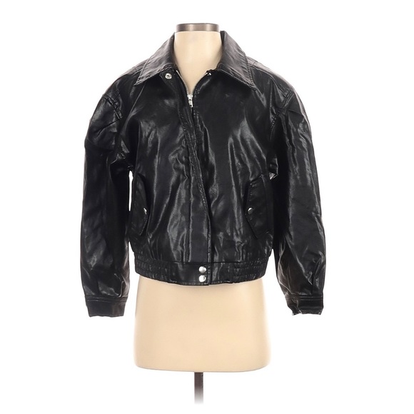 NWT Wild Fable Faux Leather Bomber Moto Jacket - Picture 2 of 3